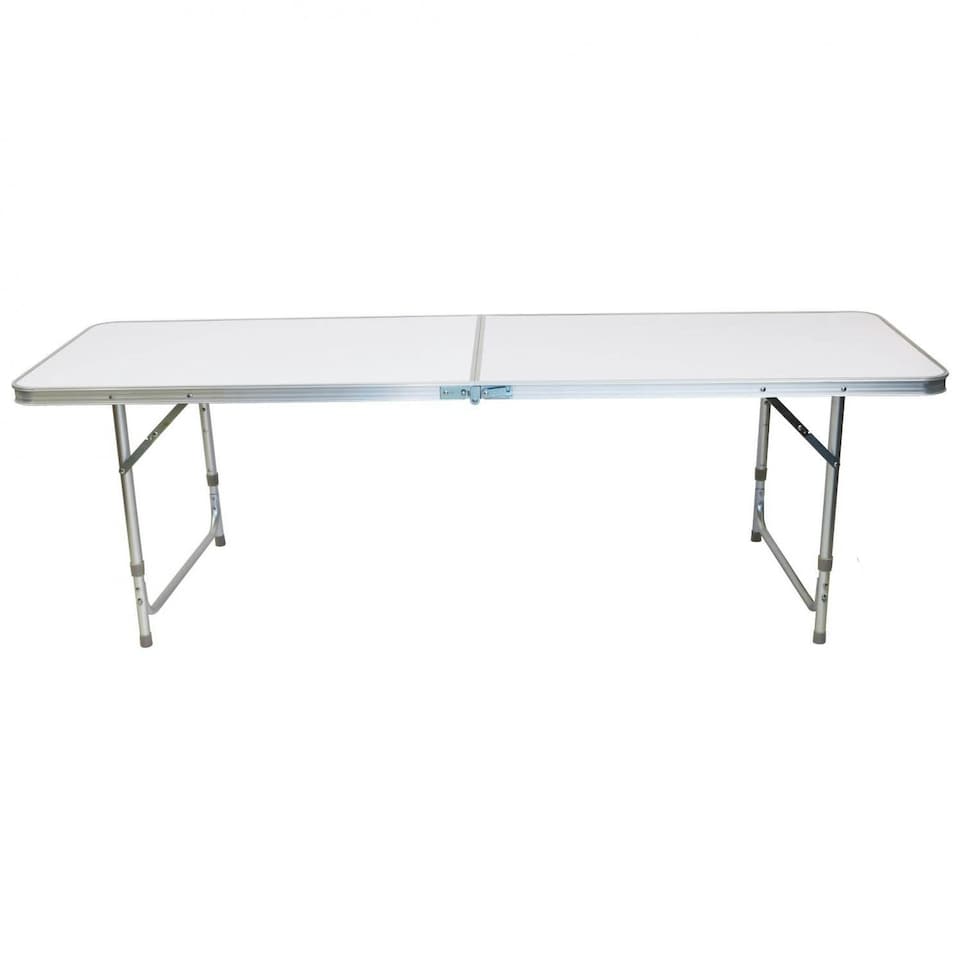 image 1 of Oypla 6ft Folding Outdoor Camping Picnic Market Kitchen Work Top Table White