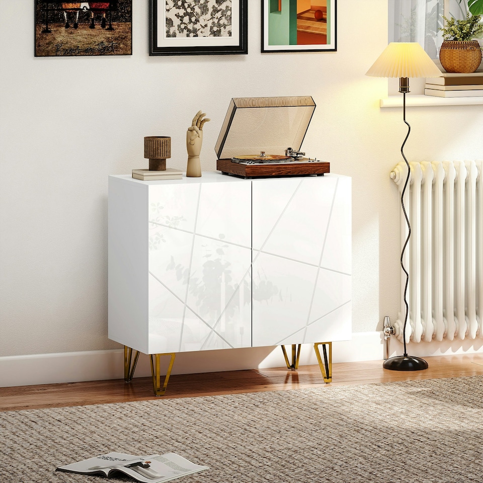 image 1 of HOMCOM Storage Cabinet, Sideboard with Adjustable Shelf | White