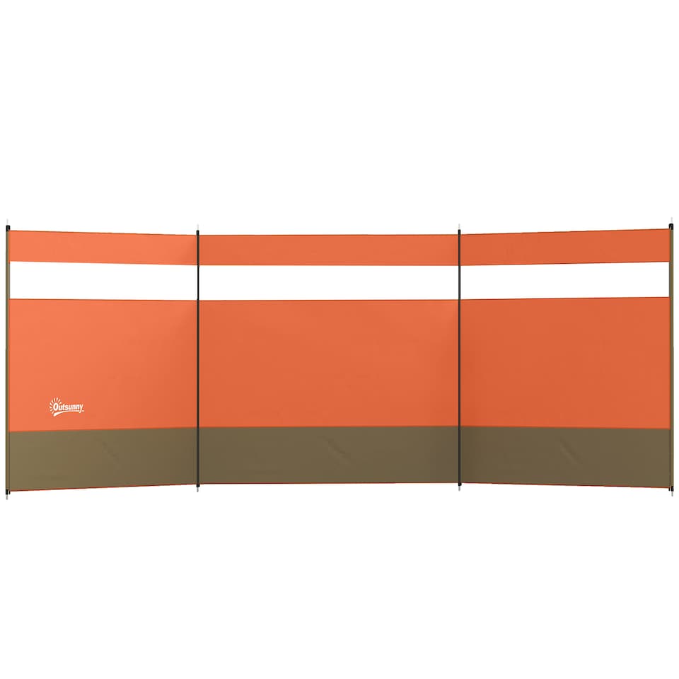 image 1 of Outsunny Camping Windbreaks with Clear Windows and Carry Bag | Orange | Orange | 440 x 140 cm