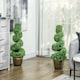 image 2 of HOMCOM Set of 2 Decorative Artificial Plants Topiary Spiral Boxwood Trees in Pot, Fake Plants for Home Indoor Outdoor Decor, 90cm, Green