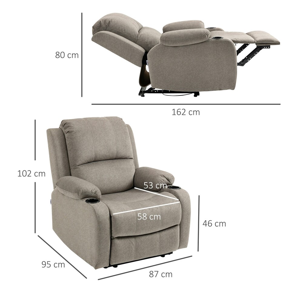 image 1 of HOMCOM Recliner Armchair for Living Room, Recliner Chair with Cup Holder
