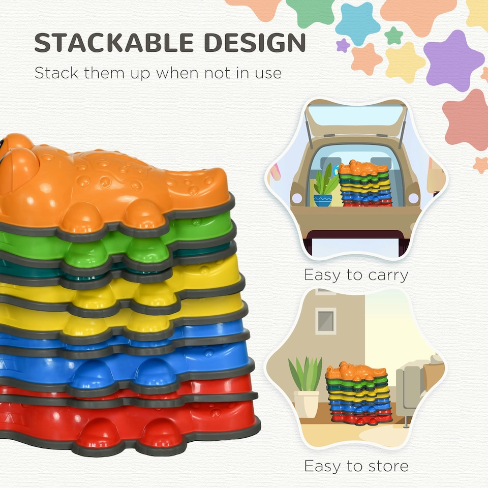 image 1 of ZONEKIZ 6PCs Kids Stepping Stones Sensory Toy w/ Anti-Slip Edge