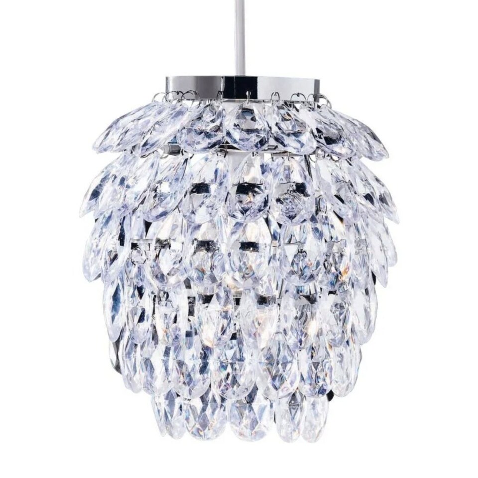 image 1 of Set of 2 Pineapple - Chrome and Clear Jewelled Pendant Lightshades | Clear | Chrome | Medium | 2