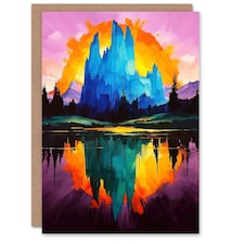 Mount Fitz Roy Sunset Colourful Abstract Landscape Birthday Greeting Card