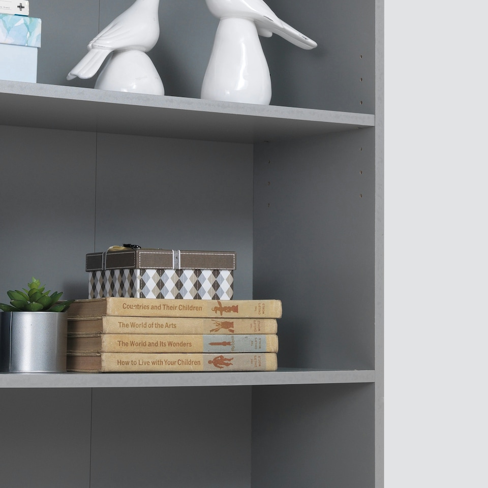 image 1 of Essentials Tall Bookcase Light Grey Finish