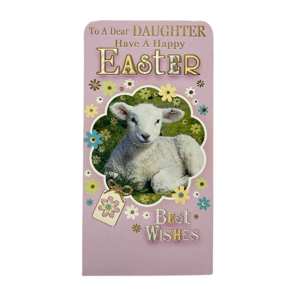 image 1 of To A Dear Daughter Cute Lamb Easter Money Wallet Card