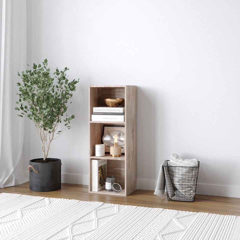 image 1 of Wooden Bookcase Shelving Display Storage Shelf Unit Wood Shelves | Multi | Antique Oak 3 Shelf | 1