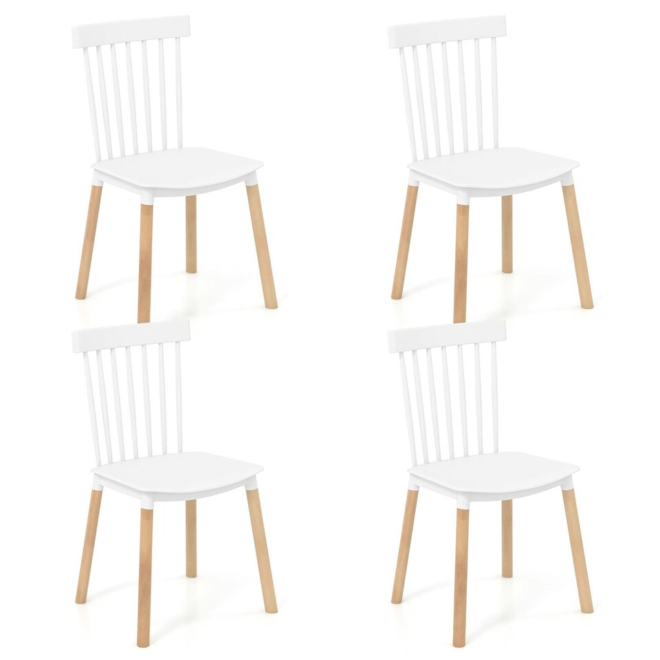 image 1 of COSTWAY Set of 4 Windsor Dining Chairs Kitchen Armless Black