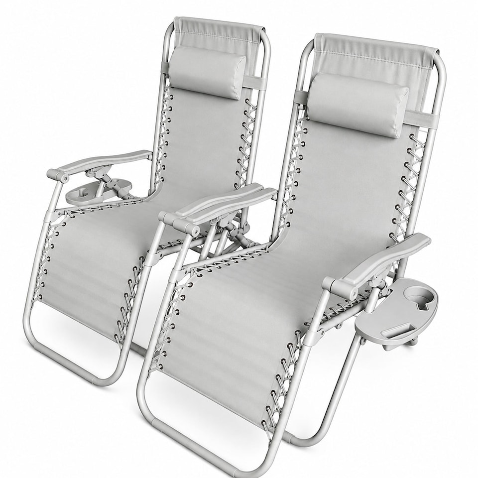 image 1 of Set of 2 Zero Gravity Reclining Foldable Garden Chairs Sun Loungers