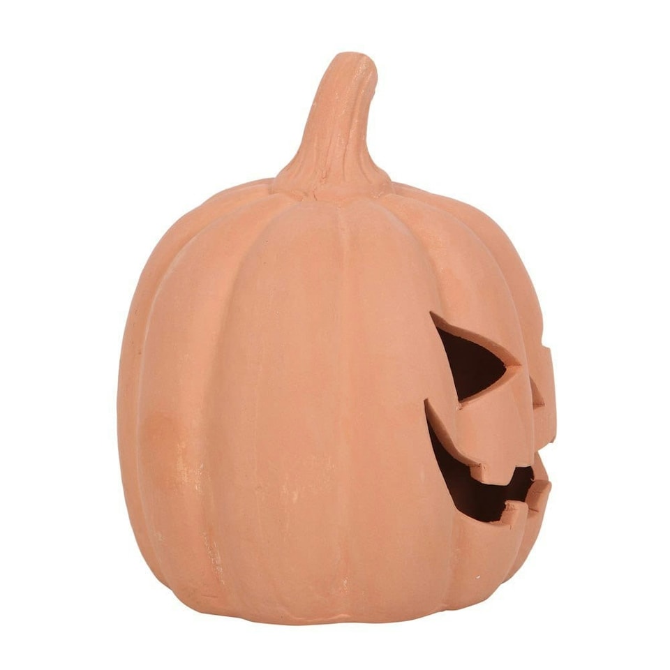 image 1 of Something Different Terracotta Pumpkin Halloween Decoration - Brown - 23cm