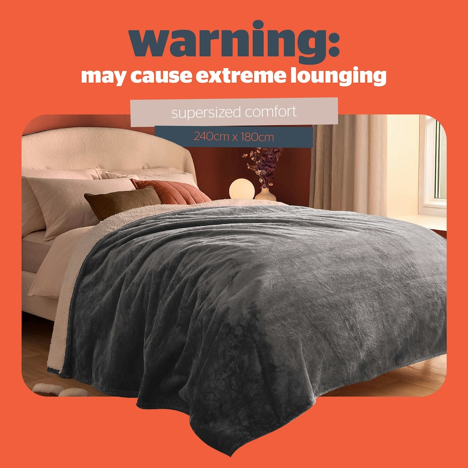 image 1 of Silentnight Heat Genie Self Heating Giant Blanket Grey | Charcoal