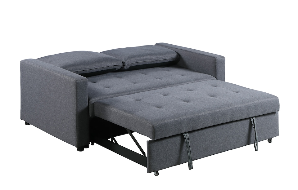 image 1 of Omari 2-Seater Fabric Pull-Out Loveseat Sleeper Sofa - Grey | Grey | Grey | Two Seater | 1