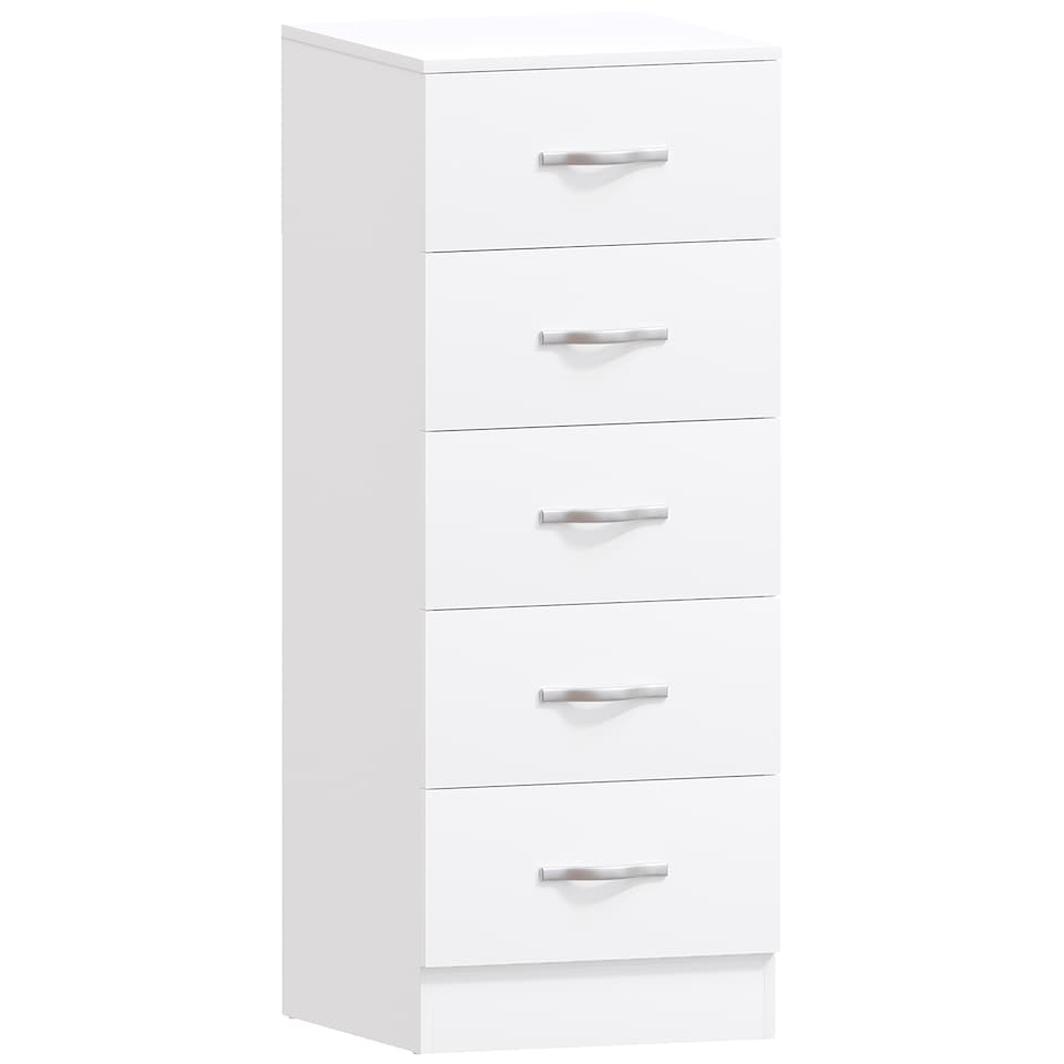 image 1 of Vida Designs Riano 5 Drawer Narrow Chest of Drawers Bedroom Storage, White