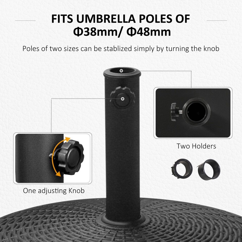 image 1 of Outsunny 22.7kg Resin Patio Parasol Base Umbrella Stand Weight Deck Garden Sunshade Holder Round w Wheels Brakes Outdoor