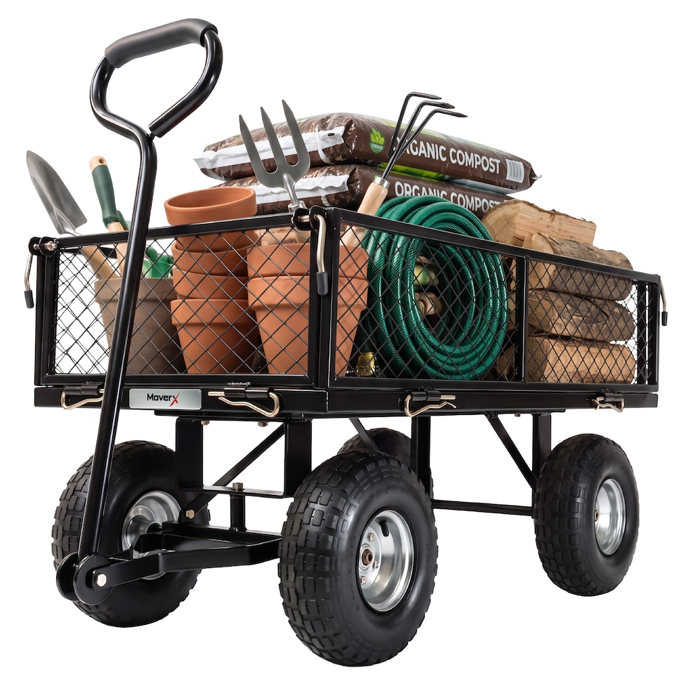 image 1 of MoverX 250KG Garden Trolley Heavy-Duty Wagon, Folding Sides, Rubber Wheels