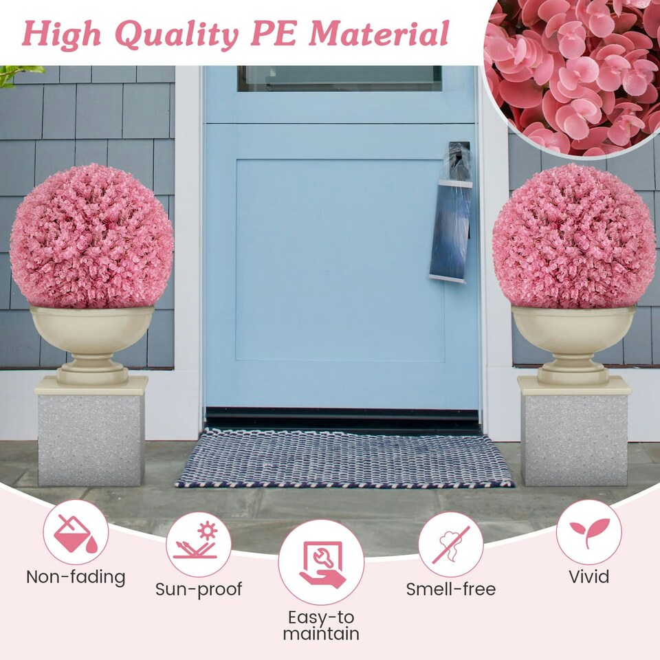 image 1 of COSTWAY 2PCS Artificial Plant Topiary Balls 44CM Decorative Balls Pink | One Size