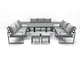 image 1 of Fimous 11 Seater Garden Sofa Set Aluminium Furniture Rising Dining Tabe Set with 2 Side Tables 2 Small Footstools Dark Grey