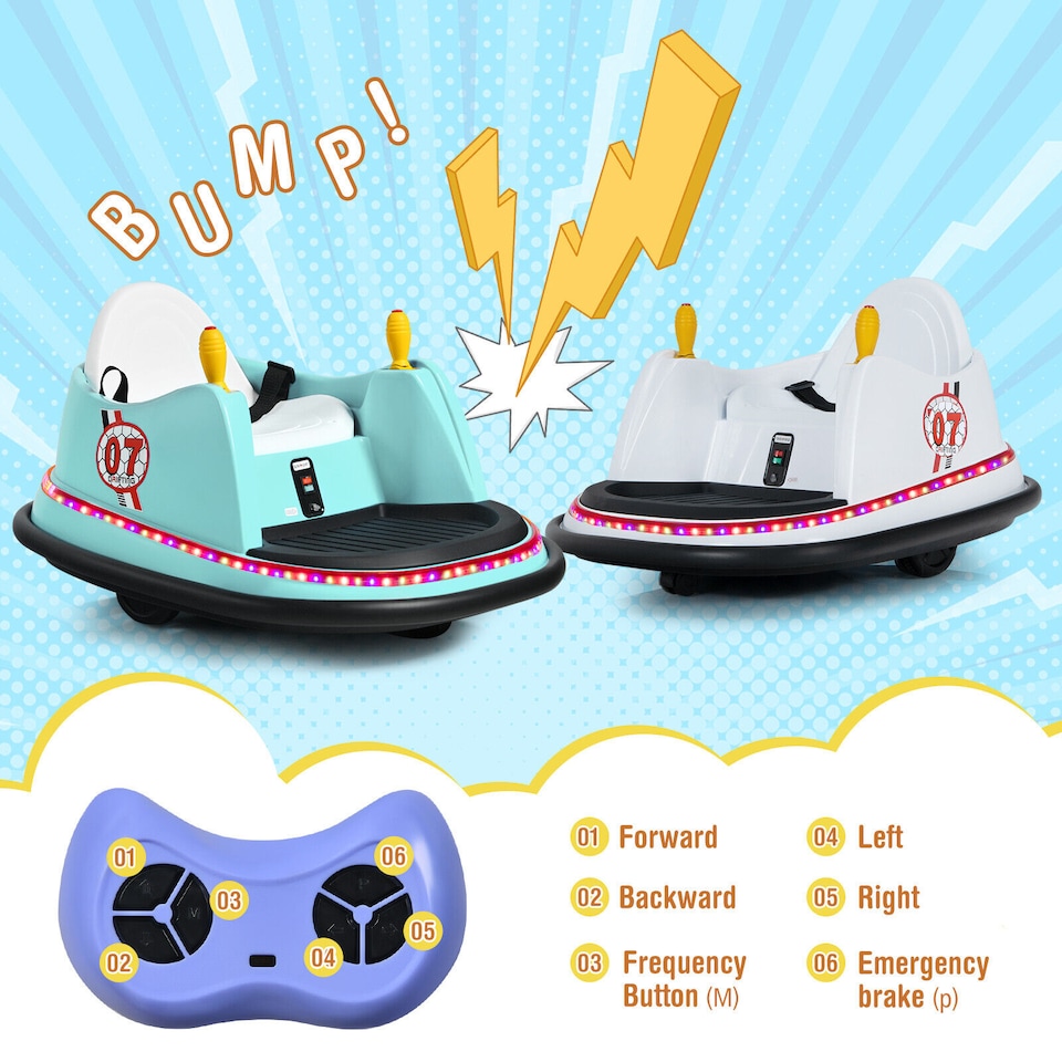 image 1 of COSTWAY Kids Ride-On Bumper Car 6V Electric Bumper Car Green