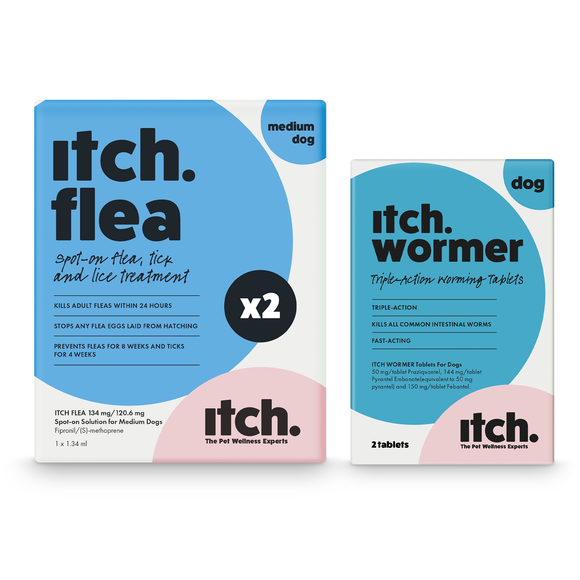 Itch Flea Medium Dog Flea and Tick Treatment and Wormer Bundle