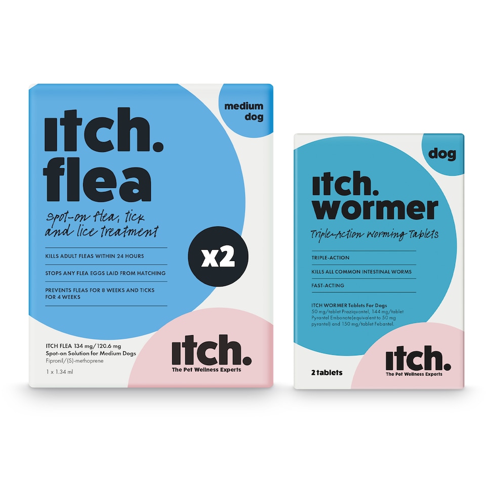 image 1 of Itch Flea Medium Dog Flea and Tick Treatment and Wormer Bundle