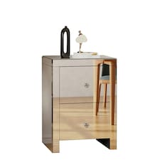 Large 2 Drawer Mirrored Bedside Table with Crystal Handles