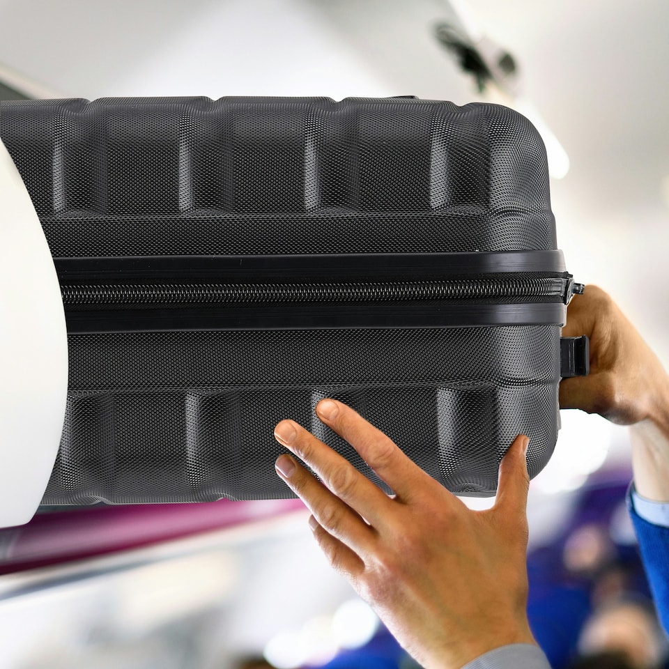 image 1 of Flight Knight Lightweight 2 Wheel ABS Hard Suitcases Cabin Carry On Hand Luggage Over 100 Airlines British Airways, Ryanair & easyJet Free Carry On 40x20x25cm Grey | Charcoal | Cabin Bag