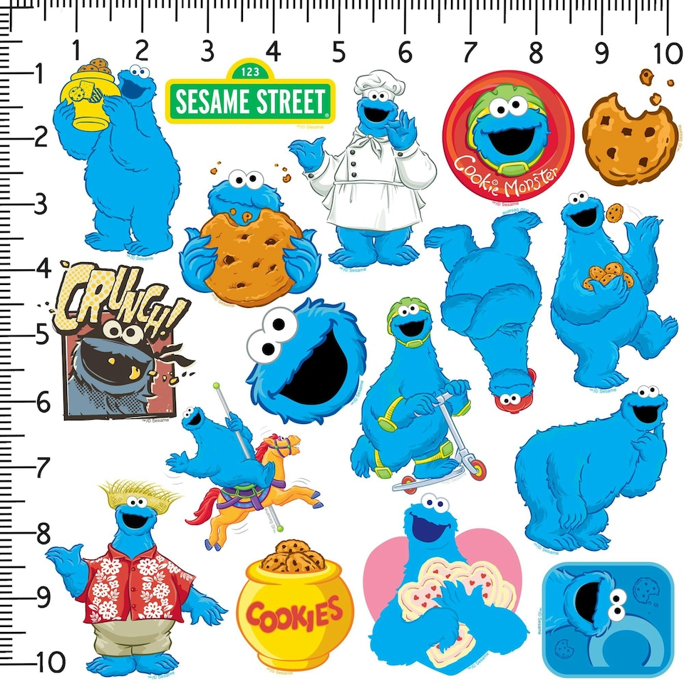 image 1 of Sesame Street Deluxe Cookie Monster Stickers (Pack of 50) - Multicoloured - One Size