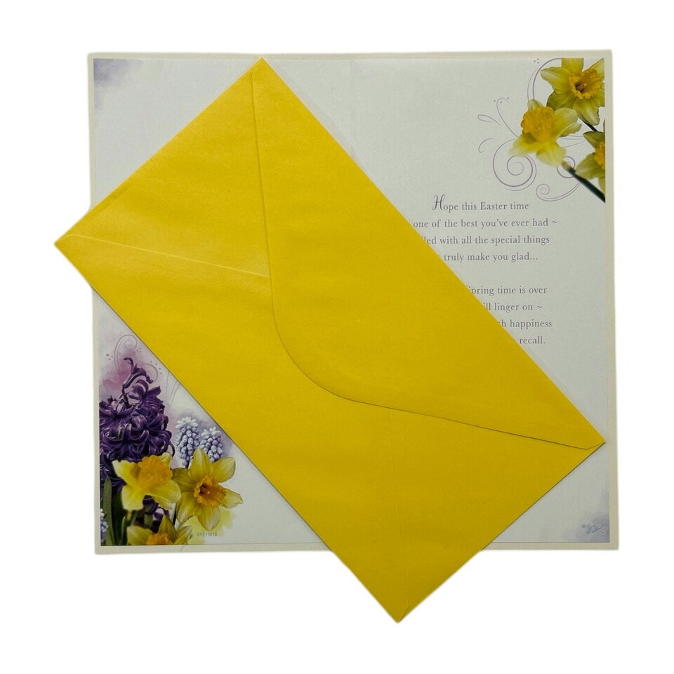 image 1 of From All Of Us Lilac And Daffodils Flowers Design Easter Card