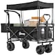image 1 of Outsunny Outdoor Push Pull Wagon Stroller Cart w Canopy Top Black