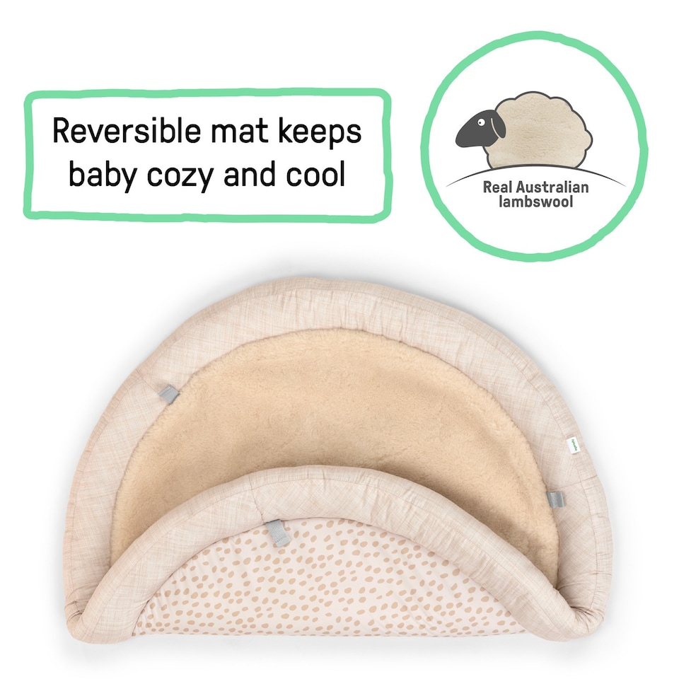 image 1 of Ingenuity Every Season Plush Lambswool Baby Gym & Tummy Time Play Mat Newborn+