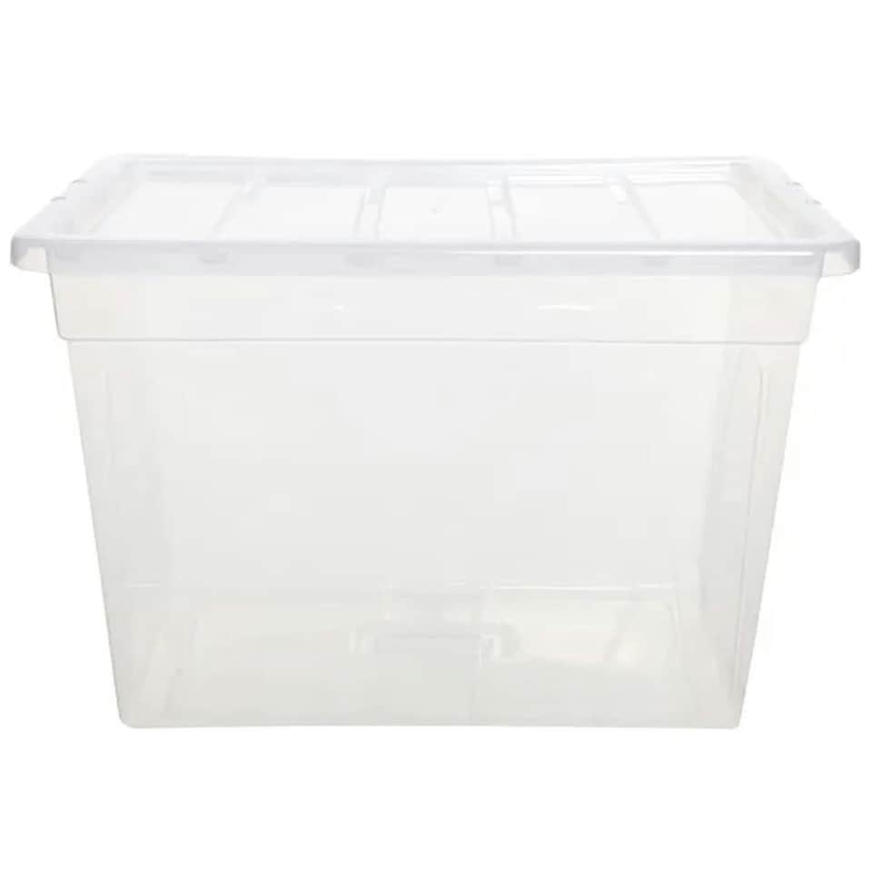 image 1 of 3 x 64L Clear Plastic Home Office Storage Containers Complete With Lids Ideal For Storing Clothes & Paper Work Clear