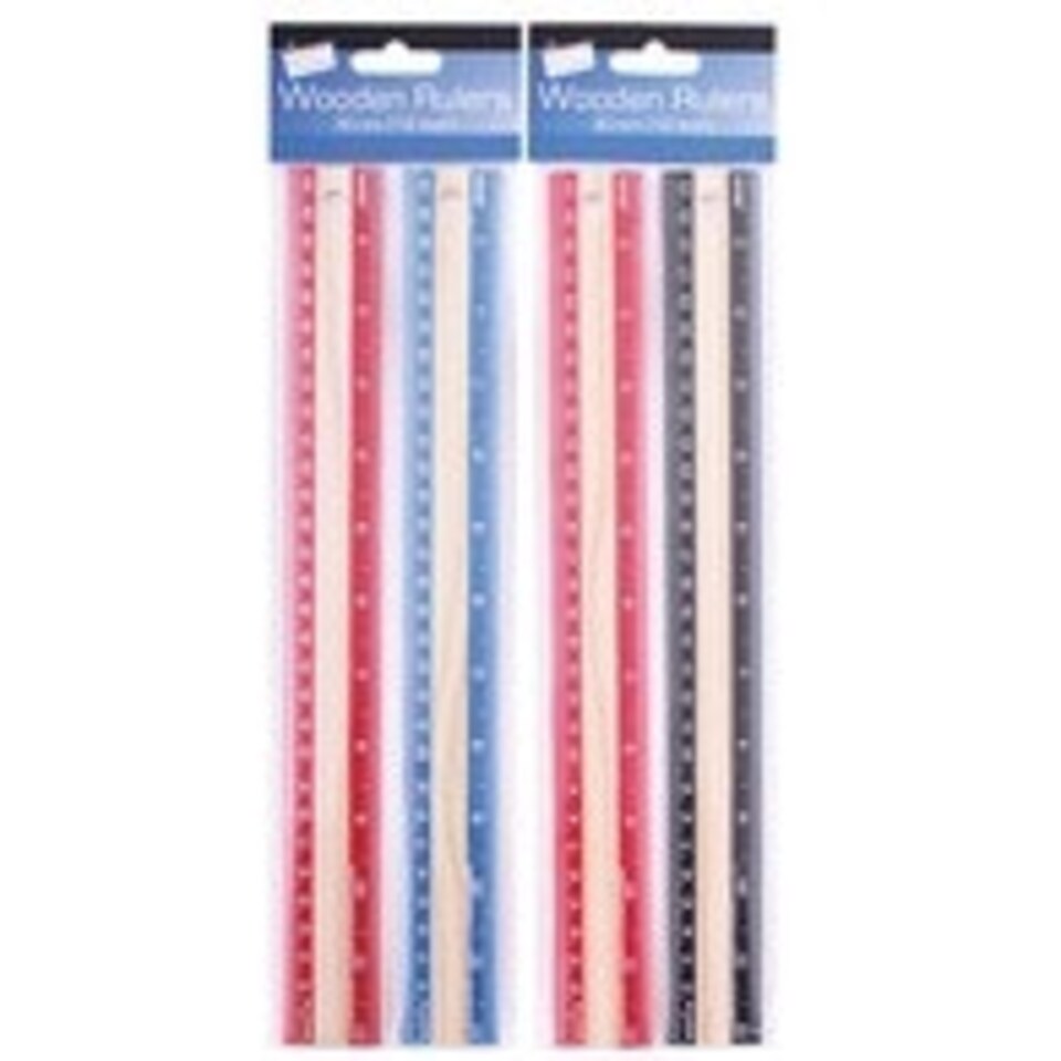 image 1 of Just Stationery 12 inch Wooden Ruler (Pack of 2)