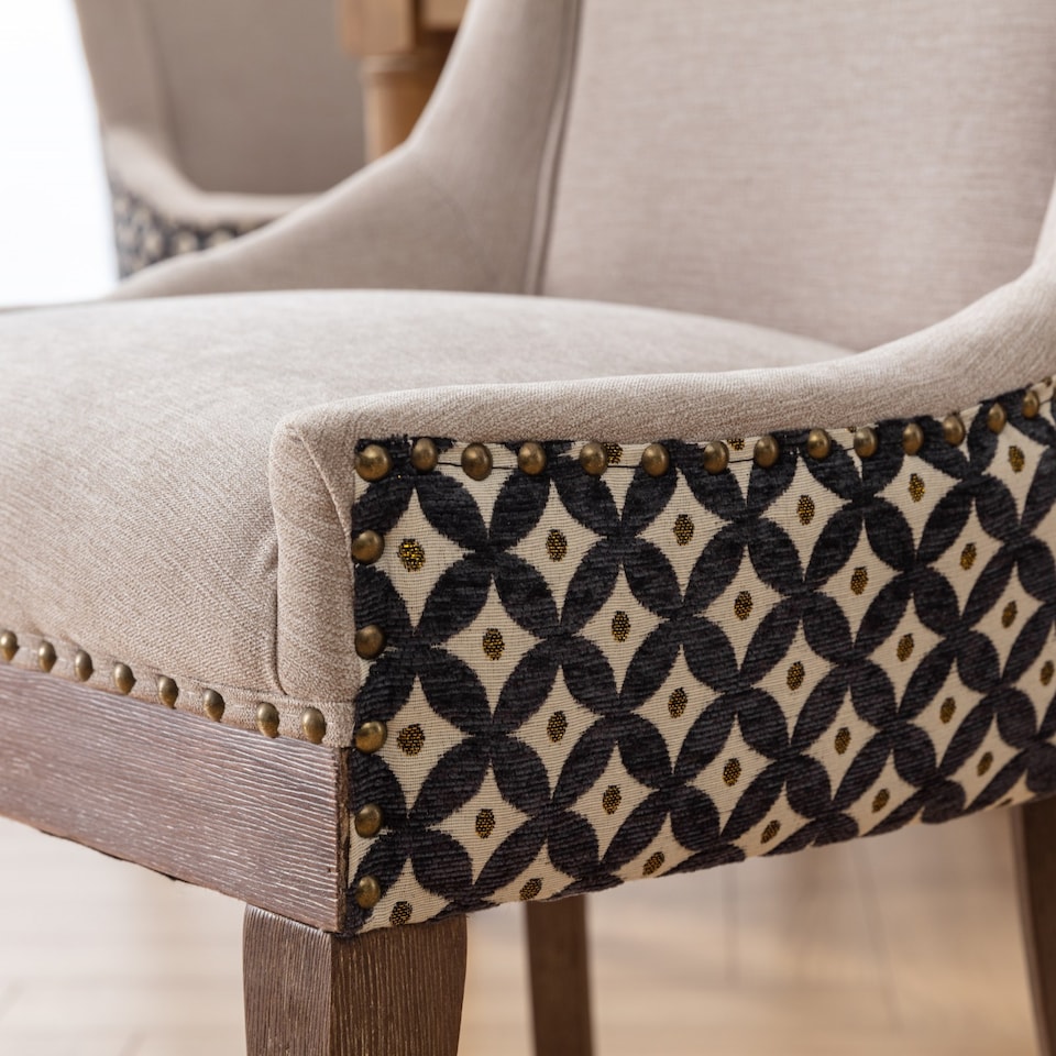 image 1 of Bewley Set of 2 Modern Fabric Dining Chairs with Wooden Legs