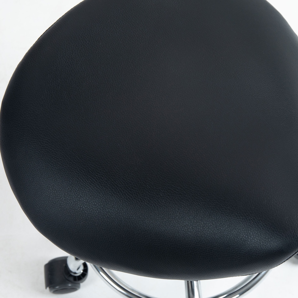 image 1 of HOMCOM Saddle Stool, PU Leather Adjustable Rolling Salon Chair for Massage, Spa, Clinic, Beauty, Hairdressing and Tattoo, Black