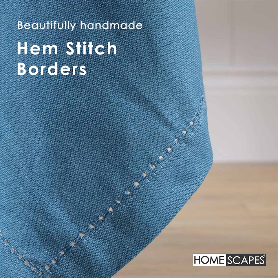 image 1 of Homescapes Airforce Blue Cotton Square Tablecloth - 137 x 137 cm | Blue | Airforce Blue