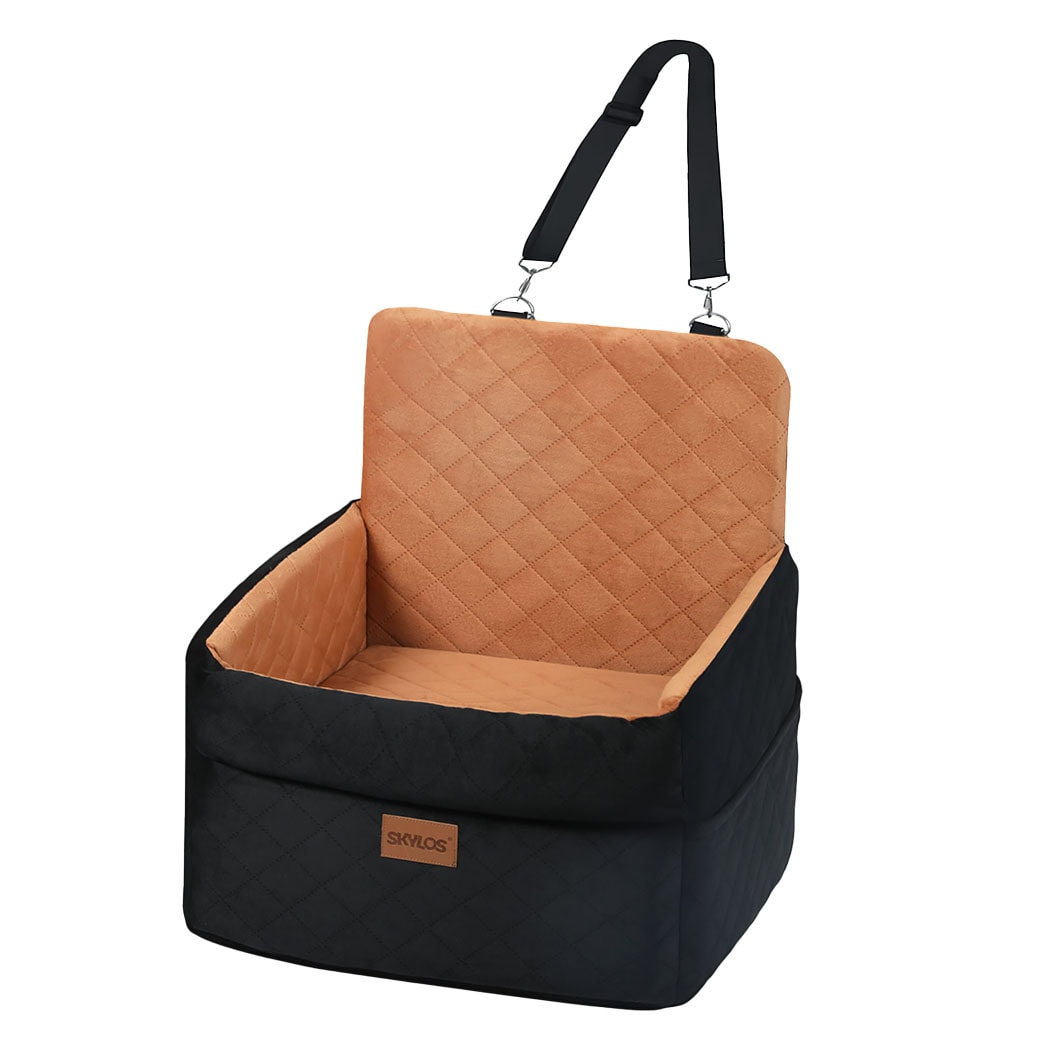 Skylos Brown Pet Dog Booster Car Seat Portable Travel Carrier Bed Basket | Brown | Brown | One Size