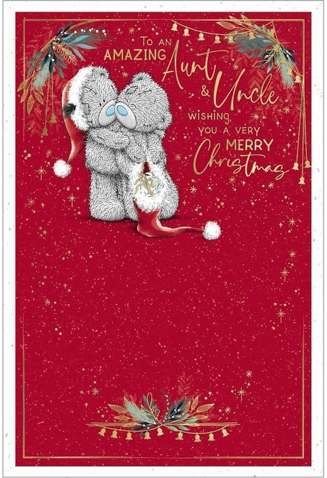 image 1 of Bears Hugging With Hats Aunt And Uncle Christmas Card