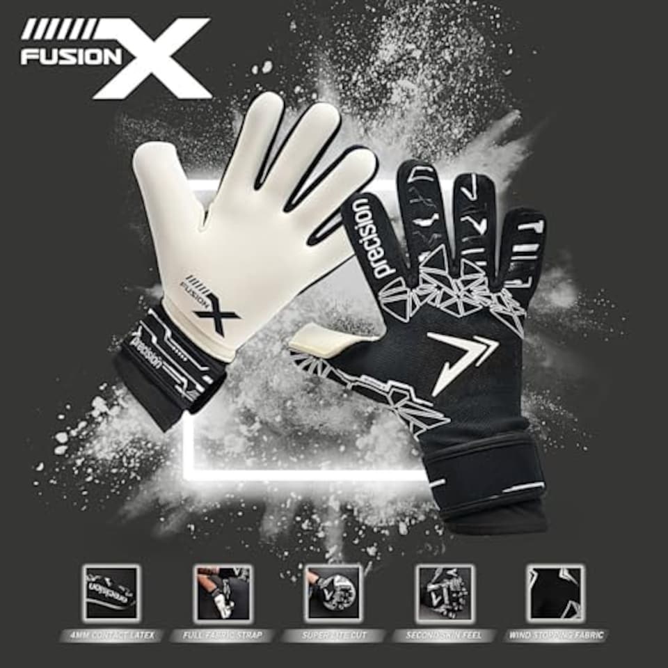 image 1 of ​​Precision Fusion X Pro Lite Giga Professional Football Junior Goalkeeper Gloves, Black, 7