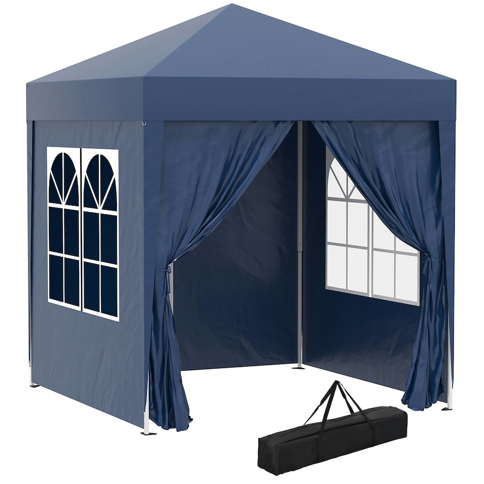 image 1 of Outsunny 2mx2m Pop Up Gazebo Party Tent Canopy Marquee with Storage Bag Blue