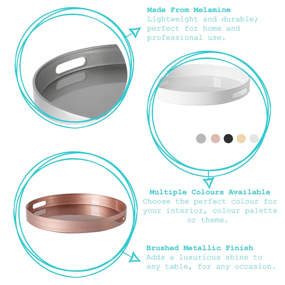 image 1 of Argon Tableware Round Serving Tray - 33cm - Rose Gold | Pink | Rose Gold