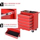 image 3 of DURHAND 5-Drawer Lockable Tool Storage Cabinet with Wheels, Handle, 2 Keys, Steel Home Work DIY Workshop Chest, Garage Equipment Trolley, Red