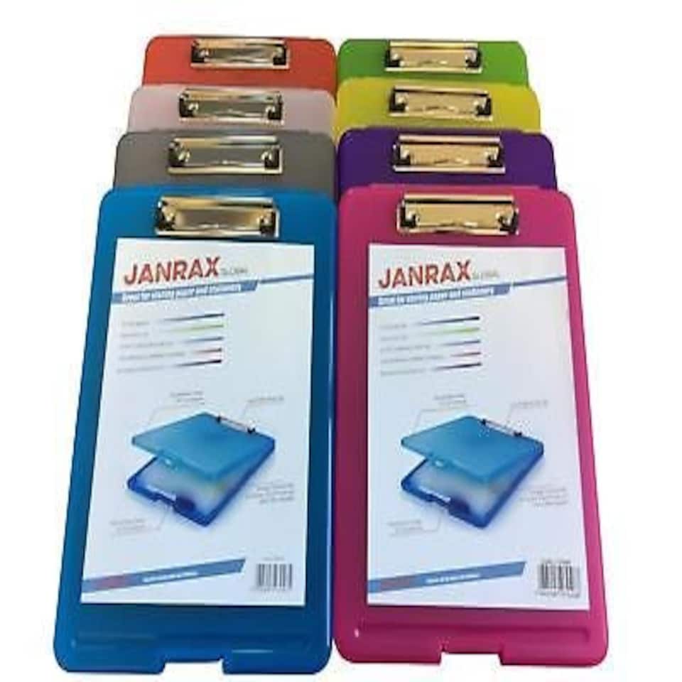 image 1 of Pack of 8 Assorted Colour A4 Clipboard Box Files