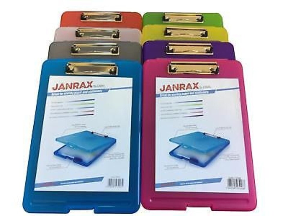 image 1 of Pack of 8 Assorted Colour A4 Clipboard Box Files