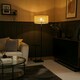 image 2 of ValueLights Tavel Matte Black Floor Lamp with Large Natural Drum Shade and LED Bulb
