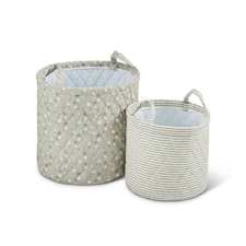 Quilted Storage Baskets – Pack of 2 Stylish Cotton Baskets for Toys, Nursery, Bedroom & Living Room Organisation (Cosmic Aura)