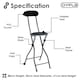 image 2 of Black Padded Folding High Chair Breakfast Kitchen Bar Stool Seat | Black