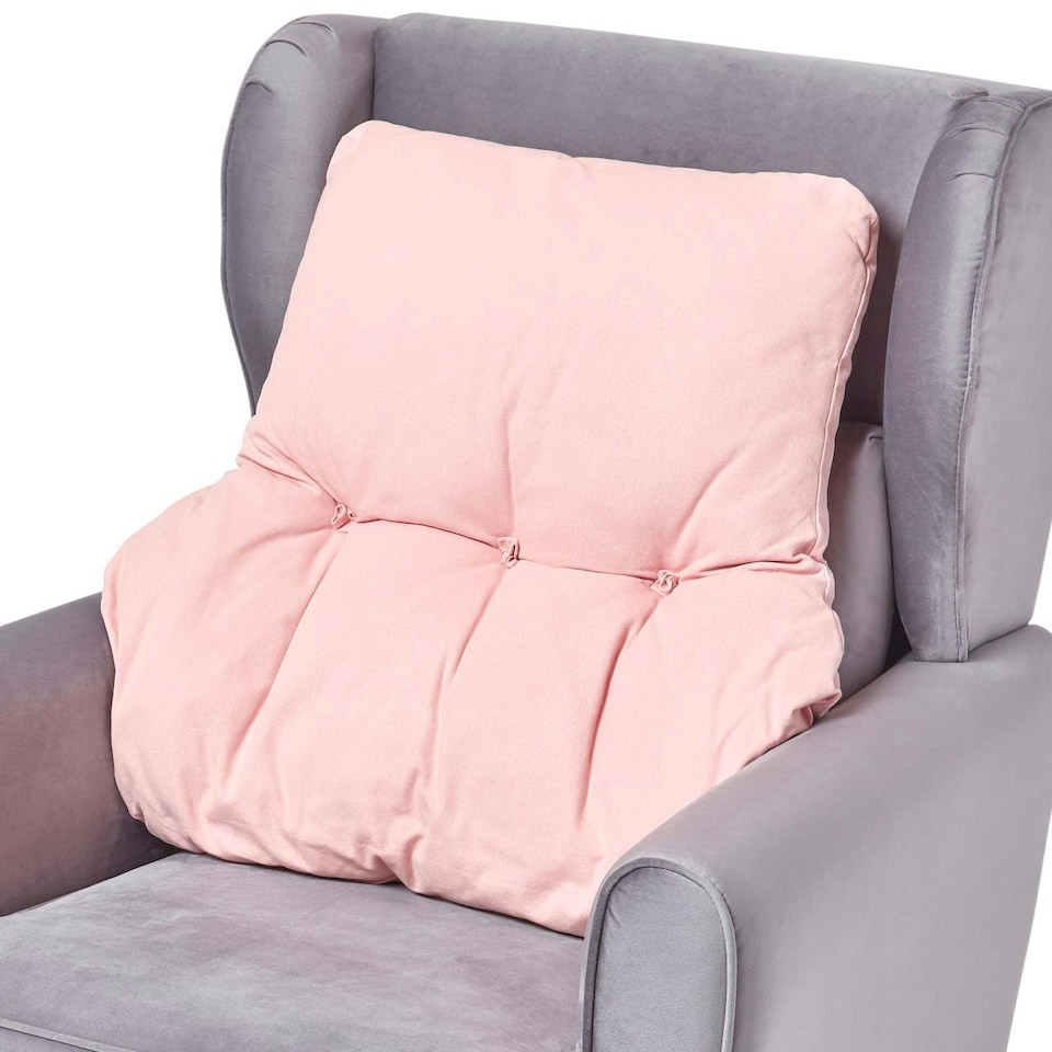 image 1 of Homescapes Pink Cotton Back Support Cushion | Pink