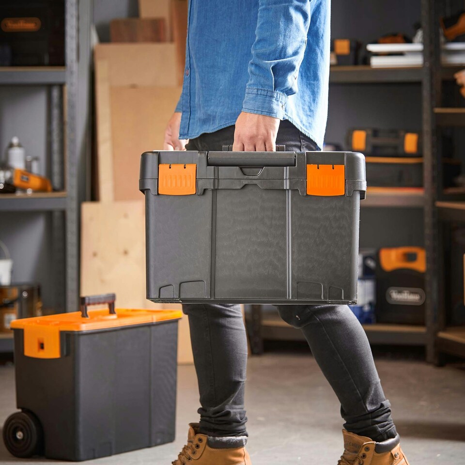 image 1 of VonHaus Large Toolbox with Wheels & Stackable Boxes