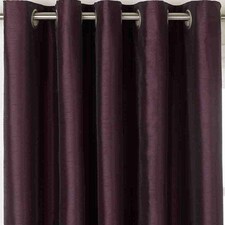 Faux Silk Lined Eyelet Curtains 228cm x 183cm Aubergine Purple | Purple