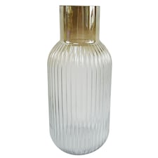 34cm Ridged Ombre Glass Vase | Brown | 34
